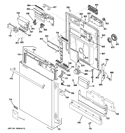 ESCUTCHEON & DOOR ASSEMBLY Diagram and Parts List for ZBD8920V50SS  General Electric Dishwasher