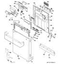 ESCUTCHEON & DOOR ASSEMBLY Diagram and Parts List for CDWT280V50SS  General Electric Dishwasher