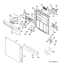 ESCUTCHEON & DOOR ASSEMBLY Diagram and Parts List for GDWF160V50SS  General Electric Dishwasher