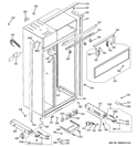 CASE PARTS Diagram and Parts List for ZISB480DXA  General Electric Refrigerator