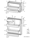 DOORS Diagram and Parts List for GTH18CCDCRWW  General Electric Refrigerator