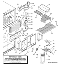 FREEZER SECTION Diagram and Parts List for GTY22SBBJRSS  General Electric Refrigerator