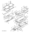 FRESH FOOD SHELVES Diagram and Parts List for PDSE5NBZHDSS  General Electric Refrigerator