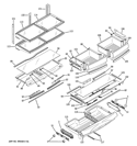 FRESH FOOD SHELVES Diagram and Parts List for PFCU1NJZHDSS  General Electric Refrigerator
