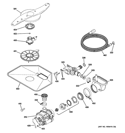 MOTOR-PUMP MECHANISM Diagram and Parts List for GLD4468R10SS  General Electric Dishwasher