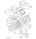 SHELVES & DRAWERS Diagram and Parts List for ZIC360NXBRH  General Electric Refrigerator