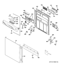 ESCUTCHEON & DOOR ASSEMBLY Diagram and Parts List for GDWF100V50BB  General Electric Dishwasher