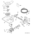 MOTOR-PUMP MECHANISM Diagram and Parts List for GDWF100V50BB  General Electric Dishwasher