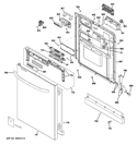 ESCUTCHEON & DOOR ASSEMBLY Diagram and Parts List for GDWT308V50WW  General Electric Dishwasher