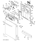 ESCUTCHEON & DOOR ASSEMBLY Diagram and Parts List for GDWT608V50BB  General Electric Dishwasher
