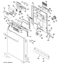 ESCUTCHEON & DOOR ASSEMBLY Diagram and Parts List for GDWT708V50BB  General Electric Dishwasher
