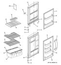 DOORS Diagram and Parts List for GTR12HBDWW  General Electric Refrigerator