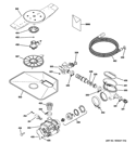 MOTOR-PUMP MECHANISM Diagram and Parts List for PDWT500V50BB  General Electric Dishwasher