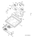 CONTROL PANEL & COOKTOP Diagram and Parts List for JB600WK6WW  General Electric Range