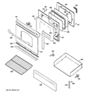 DOOR & DRAWER PARTS Diagram and Parts List for JGB3000ER4BB  General Electric Range