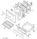 DOOR & DRAWER PARTS Diagram and Parts List for JGB3001ER4SS  General Electric Range