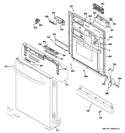 ESCUTCHEON & DOOR ASSEMBLY Diagram and Parts List for GDWT308V00BB  General Electric Dishwasher