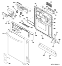ESCUTCHEON & DOOR ASSEMBLY Diagram and Parts List for GDWT608V00BB  General Electric Dishwasher