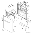 ESCUTCHEON & DOOR ASSEMBLY Diagram and Parts List for GLD5708V00WW  General Electric Dishwasher