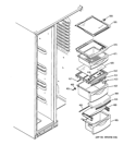 FRESH FOOD SHELVES Diagram and Parts List for DSD26DHWABG  General Electric Refrigerator