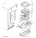 FRESH FOOD SHELVES Diagram and Parts List for GSE22KEBCFBB  General Electric Refrigerator