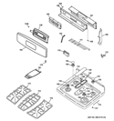 CONTROL PANEL & COOKTOP Diagram and Parts List for PGB910DET2WW  General Electric Range