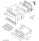 DOOR & DRAWER PARTS Diagram and Parts List for PGB910DET2WW  General Electric Range