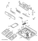 CONTROL PANEL & COOKTOP Diagram and Parts List for PGB980SET2SS  General Electric Range