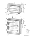 DOORS Diagram and Parts List for GTK17JBD4RBS  General Electric Refrigerator
