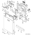 ESCUTCHEON & DOOR ASSEMBLY Diagram and Parts List for PDWT302V00II  General Electric Dishwasher