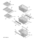 FREEZER SHELVES Diagram and Parts List for CSHS6UGZESS  General Electric Refrigerator