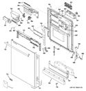 ESCUTCHEON & DOOR ASSEMBLY Diagram and Parts List for ZBD7920D00SS  General Electric Dishwasher