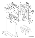 ESCUTCHEON & DOOR ASSEMBLY Diagram and Parts List for ZBD8900D00II  General Electric Dishwasher