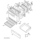 DOOR & DRAWER PARTS Diagram and Parts List for JGBP27DEM8WW  General Electric Range