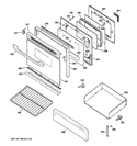DOOR & DRAWER PARTS Diagram and Parts List for JGBP33DET3CC  General Electric Range