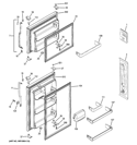 DOORS Diagram and Parts List for GTH18DBDBRBB  General Electric Refrigerator