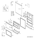 DOORS Diagram and Parts List for GTH21GBECC  General Electric Refrigerator