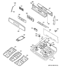 CONTROL PANEL & COOKTOP Diagram and Parts List for P2B930SET3SS  General Electric Range