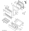 DOOR & DRAWER PARTS Diagram and Parts List for PGB910DET3CC  General Electric Range