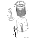 TUB, BASKET & AGITATOR Diagram and Parts List for GTUP240EM1WW  General Electric Washer Dryer Combo