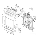 ESCUTCHEON & DOOR ASSEMBLY Diagram and Parts List for GSD4060V00SS  General Electric Dishwasher