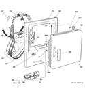 FRONT PANEL & DOOR Diagram and Parts List for DDC4500T5WH  General Electric Dryer