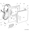 FRONT PANEL & DOOR Diagram and Parts List for DNCD450EGAWC  General Electric Dryer