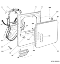 FRONT PANEL & DOOR Diagram and Parts List for DNCD450GGBWC  General Electric Dryer