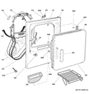 FRONT PANEL & DOOR Diagram and Parts List for GTDS570ED1WW  General Electric Dryer