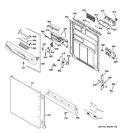 ESCUTCHEON & DOOR ASSEMBLY Diagram and Parts List for GDWF150V55ES  General Electric Dishwasher