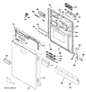 ESCUTCHEON & DOOR ASSEMBLY Diagram and Parts List for GDWT106V55WW  General Electric Dishwasher