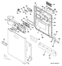 ESCUTCHEON & DOOR ASSEMBLY Diagram and Parts List for GDWT166V55SS  General Electric Dishwasher