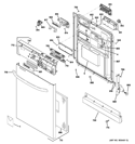 ESCUTCHEON & DOOR ASSEMBLY Diagram and Parts List for GDWT368V55SS  General Electric Dishwasher