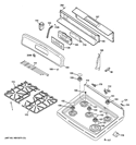 CONTROL PANEL & COOKTOP Diagram and Parts List for JGB282SET3SS  General Electric Range